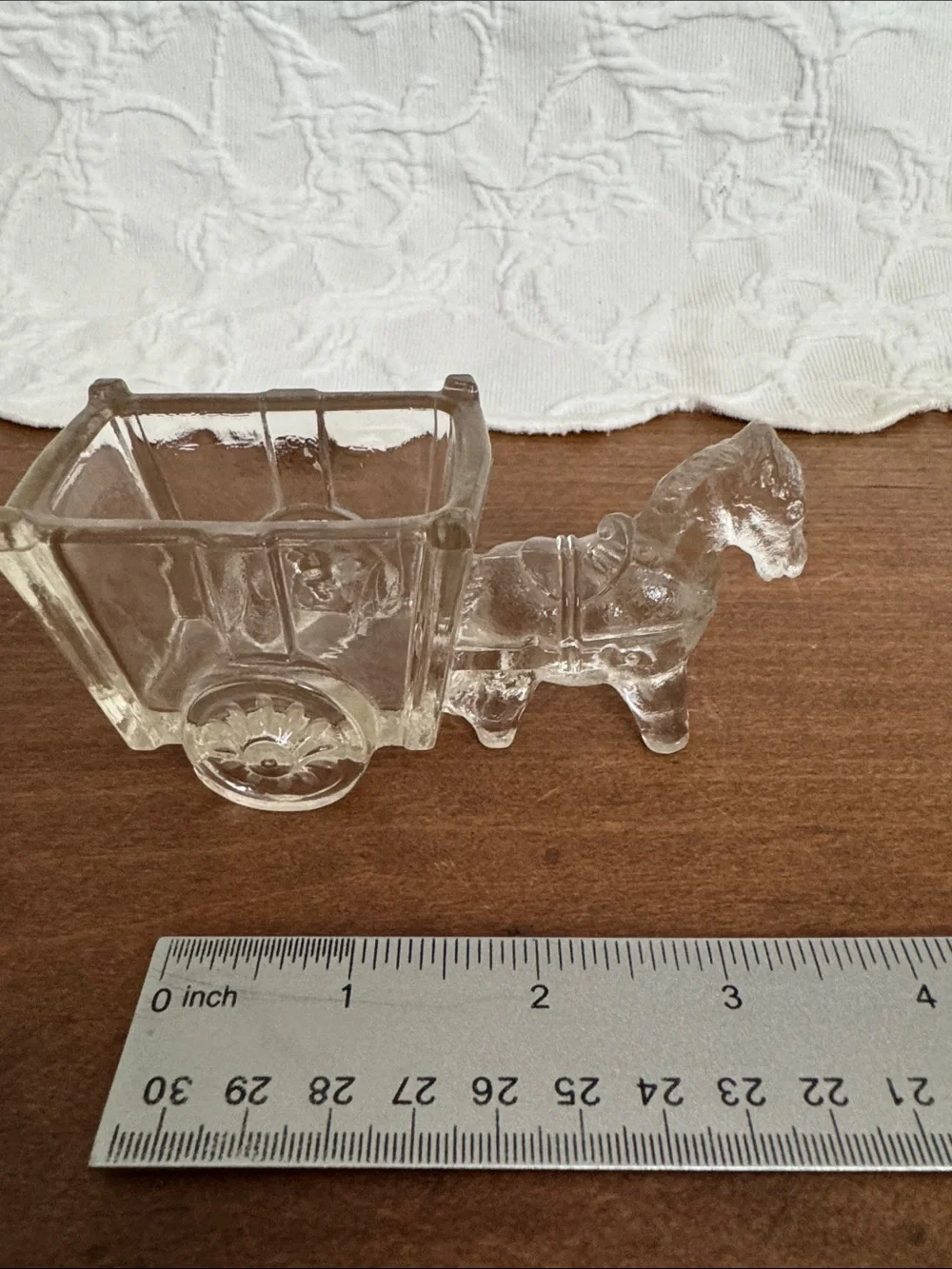 Vintage Clear Glass Horse and Cart Decorative Accent